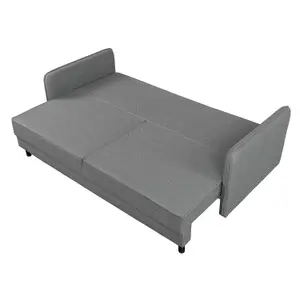 Bruno 3 Seater Sofa Bed with Storage - Grey (Lumos08)