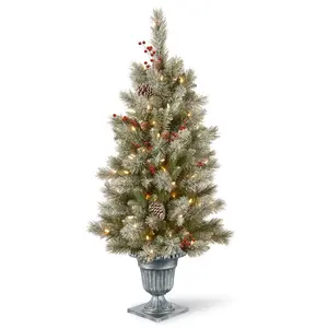 Snowy Bristle Berry Pine 4ft Entrance Tree with 100 Warm White LED