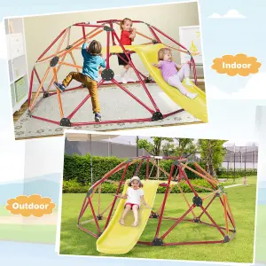 Costway 8FT Dome Climber Kids Toddler Climbing Frame With Slide Geometric Climbing Dome