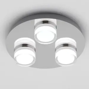 Litecraft Bolton Chrome 3 Light LED Bathroom Ceiling Spotlight Plate