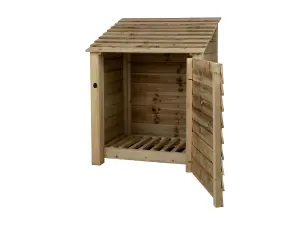 Wooden log store with door W-99cm, H-126cm, D-88cm - natural (light green) finish