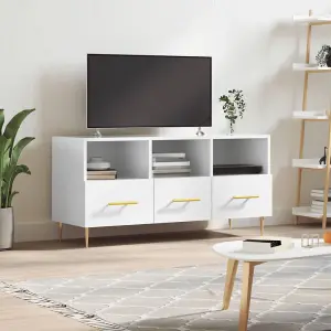 Berkfield TV Cabinet High Gloss White 102x36x50 cm Engineered Wood