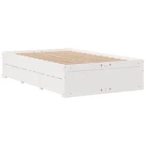 Berkfield Bed Frame without Mattress with Drawers White 120x200 cm Solid Wood Pine