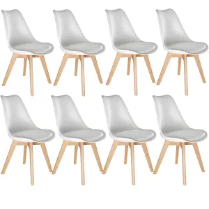 Dining Chairs Frederikke Set of 8 - padded, ergonomic shape - white