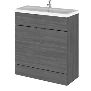 Ceramic 800mm Free-standing Single Vanity Unit Anthracite Woodgrain