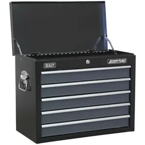 Lockable Black 5 Drawer Tool Chest Storage Cabinet - 600 x 305 x 470mm