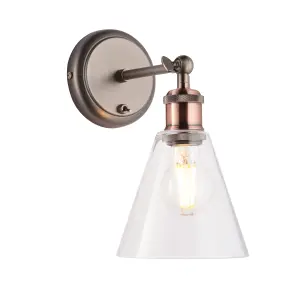 Haven Aged Pewter and Aged Copper Industrial 1 Light Wall Light