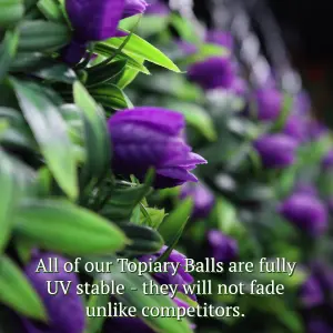 Best Artificial 24cm Purple Lush Tulip Hanging Basket Flower Topiary Ball - Suitable for Outdoor Use - Weather & Fade Resistant