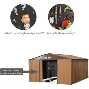 11 ft. W x 13 ft. D Metal Garden Shed Brown