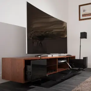 AVF Edge 1.6m TV Stand with Drop Door, for TVs up to 80" - Walnut and Black