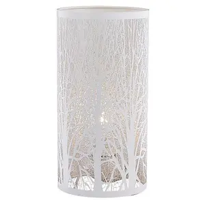 Unique and Beautiful Matt White Metal Forest Design Table Lamp with Cable Switch