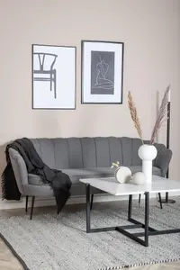 Calais Sofa 3,seater ,Grey Fabric