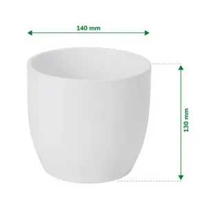 Verve White Ceramic Plant pot (Dia) 14cm, (H)13cm, 1.4L