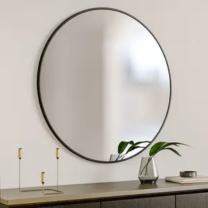 Baum Metal Flat Wall Mirror Black / 80 cm H x 80 cm W