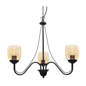 Luminosa Allena Multi Arm Pendant Ceiling Light Black, Amber 50cm