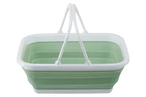 Maison by Premier Averill Collapsible Green White Basket With Handles