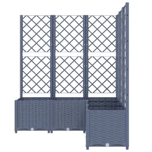 Berkfield Garden Planter with Trellis Dark Grey 120x120x136 cm PP