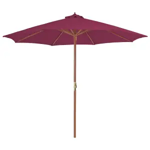 Berkfield Outdoor Parasol with Wooden Pole 300 cm Bordeaux Red