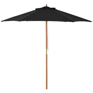 Outsunny 2.5m Wood Garden Parasol Sun Shade Patio Outdoor Wooden Umbrella Canopy