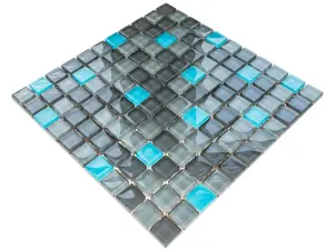 Glass mosaic on mesh for bathroom or kitchen 300mm x 300mm - Minecraft Diamond