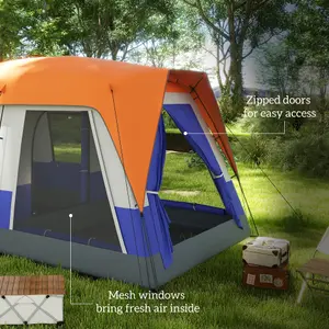 Outsunny Camping Tent with 3000mm Waterproof Rainfly & Screen Panels, Orange