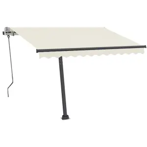 Berkfield Manual Retractable Awning with LED 350x250 cm Cream