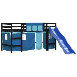 Berkfield Kids' Loft Bed with Curtains without Mattress Blue 90x200 cm