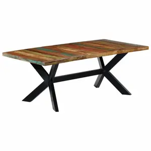 Kere Solid Wood Top Metal Base Dining Table