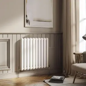 Estelle White Horizontal Column Radiator - 600x622mm