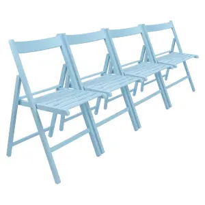 Harbour Housewares - Beech Folding Chairs - Denim Blue - Pack of 4