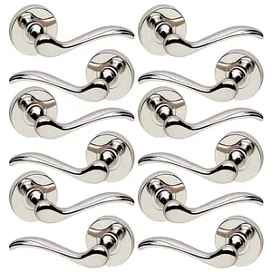 URBNLIVING 103mm Length 12 Pcs Geneva Metal & Polished Nickel Rose Lever Latch Door Handles Set