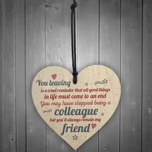 Red Ocean Colleague Gift Friendship Friend Wooden Heart Plaque Colleague Leaving Office Gift Thank You