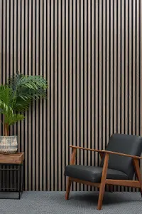 Acoustic Decorative Timber Slat Wall Panel - Walnut Dark Oak - 2400mm x 600mm