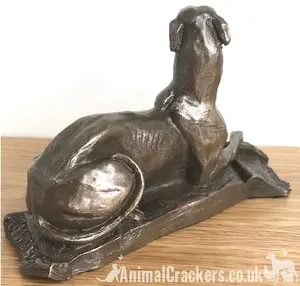 Greyhound dog figurine in solid cold cast bronze designed by Harriet Glen