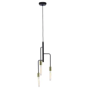 Interiors by Premier Lagona 3 Bulb Gold And Black Pendant Light