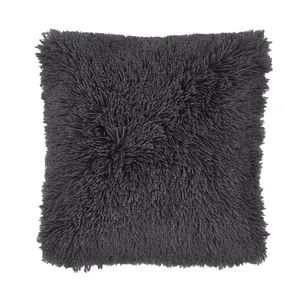 Cuddly Deep Pile Faux Fur Cushion Cover Grey