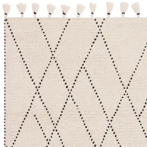 Cream Easy to clean Geometric Modern , Wool Rug for Living Room, Bedroom - 120cm X 170cm