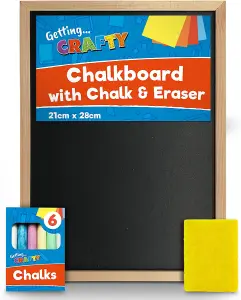 Chalk Board for Kids - 21 x 28cm Small Chalkboard with Eraser & 6pk Chalks - Mini Chalkboard Signs Chalk Boards For Walls