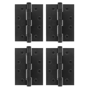 AFIT Matt Black Door Hinges - 4 Inch / 102mm  Internal Fire Door Hinges - 2 Pairs