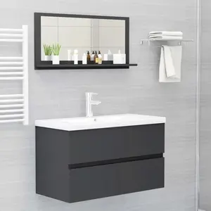 Dorlene Framed Wall Mounted Bathroom Mirror Grey / 80 cm