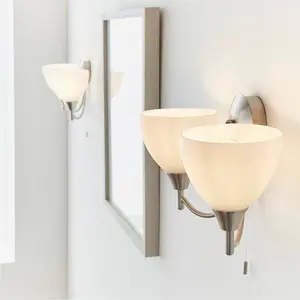 Barium Steel Armed Sconce Satin Chrome