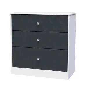 San Jose Ready assembled Indigo & white 3 Drawer Chest (H)791mm (W)766mm (D)395mm