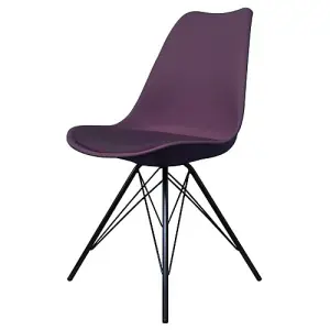 Soho Aubergine Plastic Dining Chair with Black Metal Legs