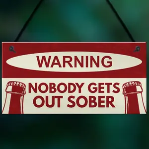 Red Ocean Nobody Gets Out Sober Sign Funny Bar Sign For Home Man Cave Pub Decor Gift For Men  Gifts