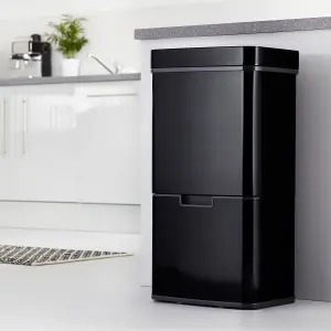 Cooks Professonal Recycling Sensor Bin - 4 Compartments plus Food Caddy, 75 Litre Capacity & Stainless Steel body - Black