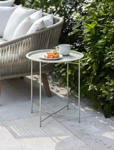 Clay STEEL OUTDOOR BISTRO TRAY TABLE ONLY Foldable Removable Tray Top Matt Powder Coated Steel