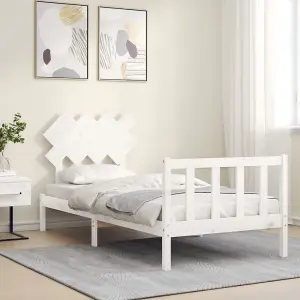 Berkfield Bed Frame with Headboard White 90x200 cm Solid Wood