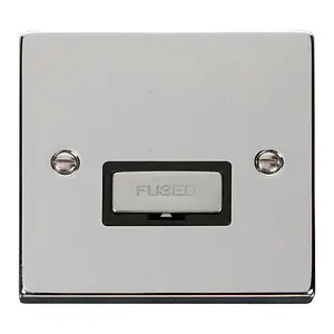 Polished Chrome 13A Fused Ingot Connection Unit - Black Trim - SE Home