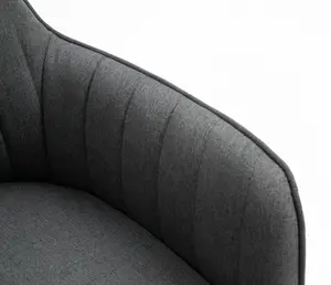 Hallowood Furniture Pair of Dark Grey Fabric Armchair with Metal Legs