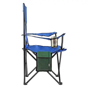 Set of 2 Portable Folding Camp Chairs - Lightweight with Cup Holder Side Pocket and Carry Bag - Ideal for Camping Festivals